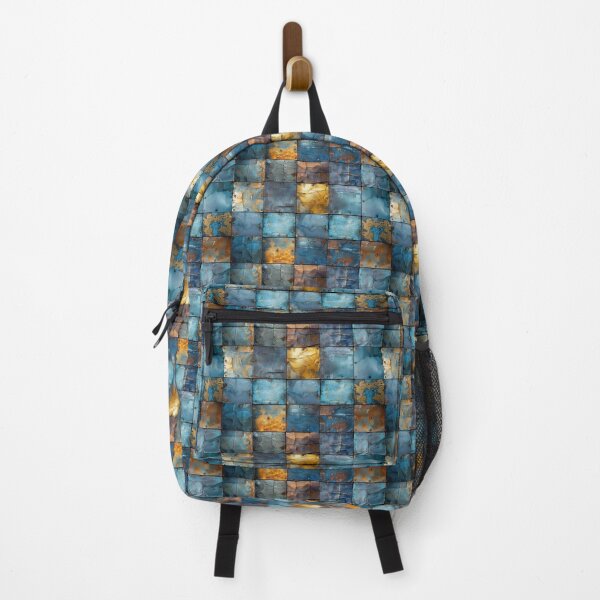 Item preview, Distressed Blue and Rust Metal Tile Grid designed and sold by NTGUILTY.