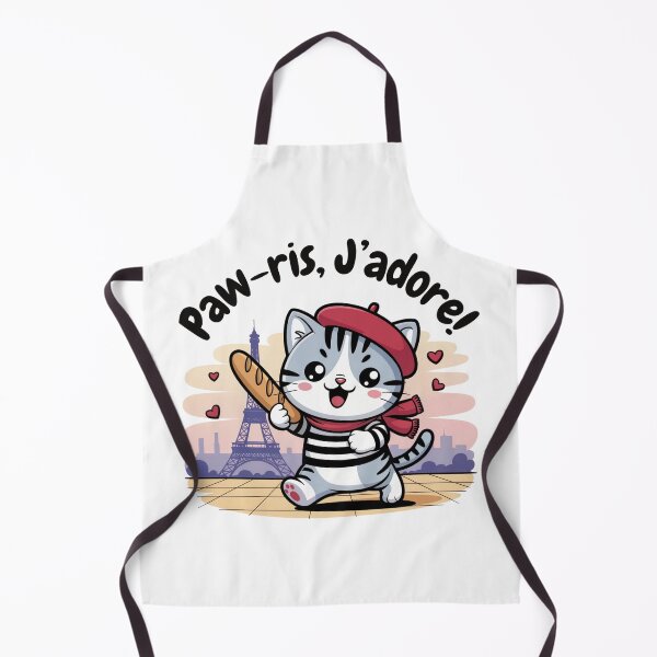 Aperçu de l'œuvre Chat kawaii de Paris – Touriste chibi mignon avec la Tour Eiffel créée et vendue par Darrwea.