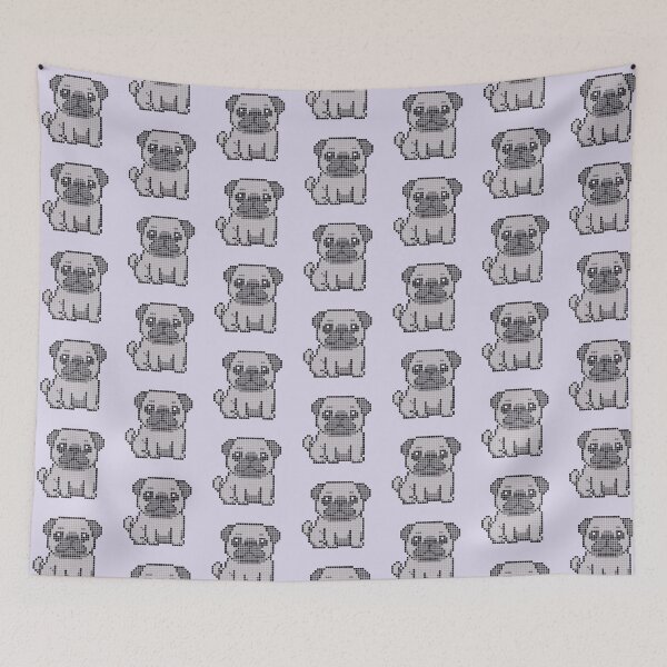 Item preview, Pixeled Pug (silver) designed and sold by Brain Fart Buffet.