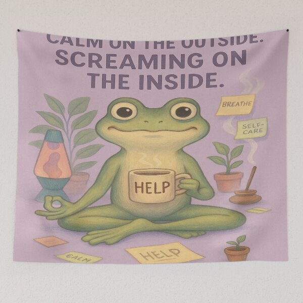 Item preview, Calm on the Outside. Screaming on the Inside. – Crisis Frog Art designed and sold by Neovibe Print.
