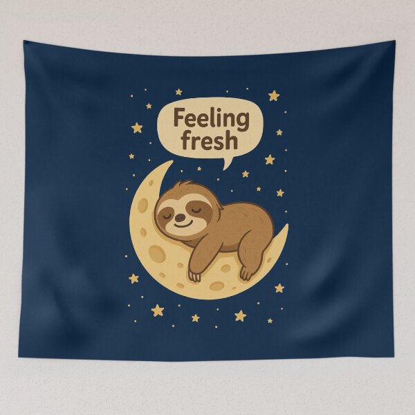 Item preview, Feeling Fresh – Funny Sleepy Sloth Milo on the Moon Cartoon Design designed and sold by Dokak Shop.