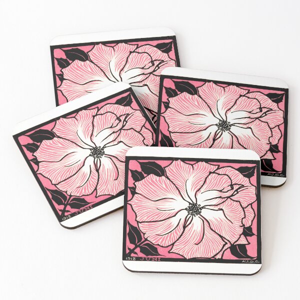 Item preview, Wild Rose Wood Cut Rose Floral Print designed and sold by WillowNox7.