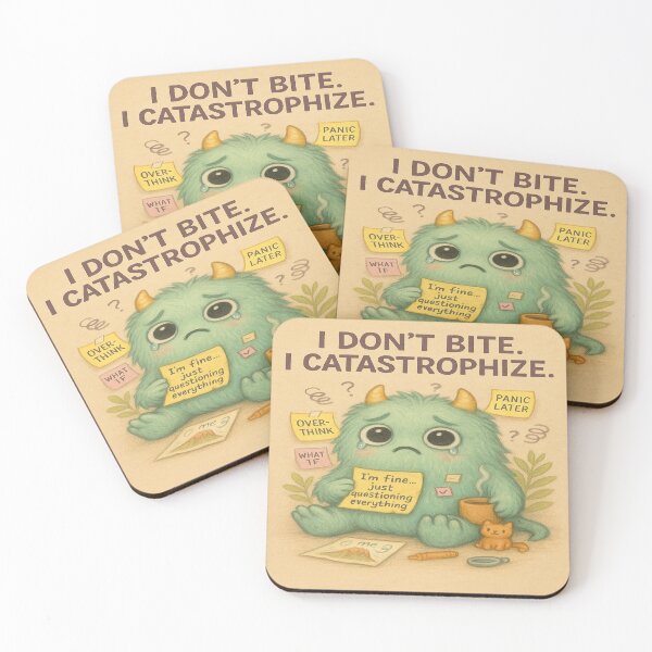 Item preview, I Don’t Bite. I Catastrophize. – Soft Monster Overthinking Art designed and sold by Neovibe Print.