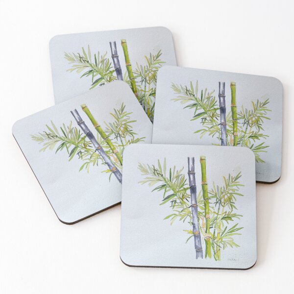 Item preview, Two Bamboo Stalks – Watercolor Botanical Art Print designed and sold by PinkRhinoArt.