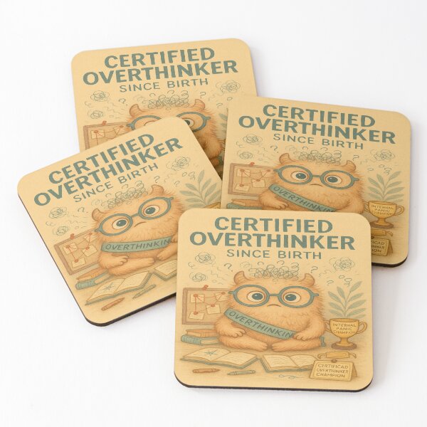 Item preview, Certified Overthinker Since Birth – Soft Monster Chaos Art designed and sold by Neovibe Print.