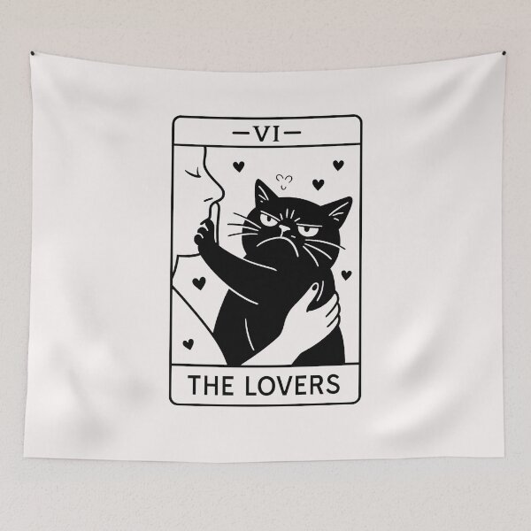 Item preview, The Lovers Cat Humor Tarot Card Halloween Black Cats Lover designed and sold by facegm.
