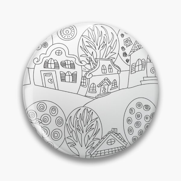 Item preview, Whimsical Forest Village – Black & White Coloring Page designed and sold by chuckletuckle.