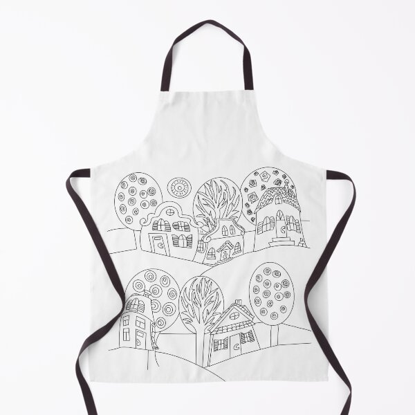 Item preview, Whimsical Forest Village – Black & White Coloring Page designed and sold by chuckletuckle.