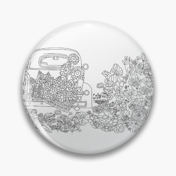Item preview, Floral Foxy Whimsical Vintage Car With Flowers Illustration coloring page designed and sold by chuckletuckle.