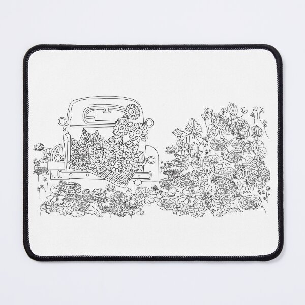 Item preview, Floral Foxy Whimsical Vintage Car With Flowers Illustration coloring page designed and sold by chuckletuckle.