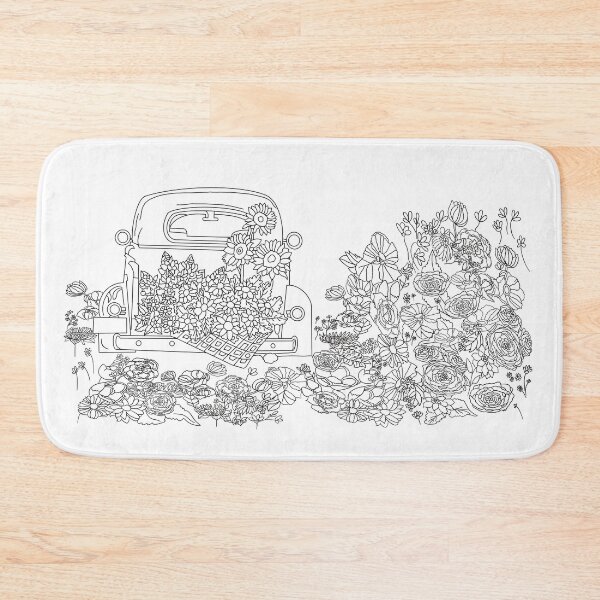 Item preview, Floral Foxy Whimsical Vintage Car With Flowers Illustration coloring page designed and sold by chuckletuckle.