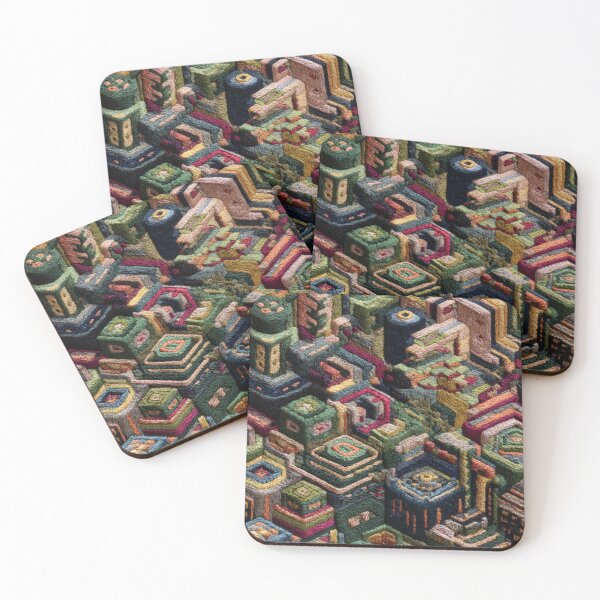 Item preview, Embroidered City Blocks Faux Fabric designed and sold by Nicholas Panek.
