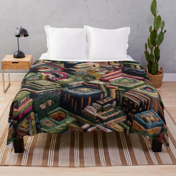 Item preview, Embroidered City Blocks Faux Fabric designed and sold by Nicholas Panek.