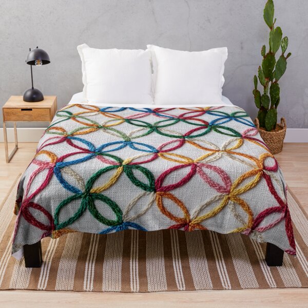 Item preview, Rainbow Circle Stitch Faux Embroidery Fabric designed and sold by Nicholas Panek.