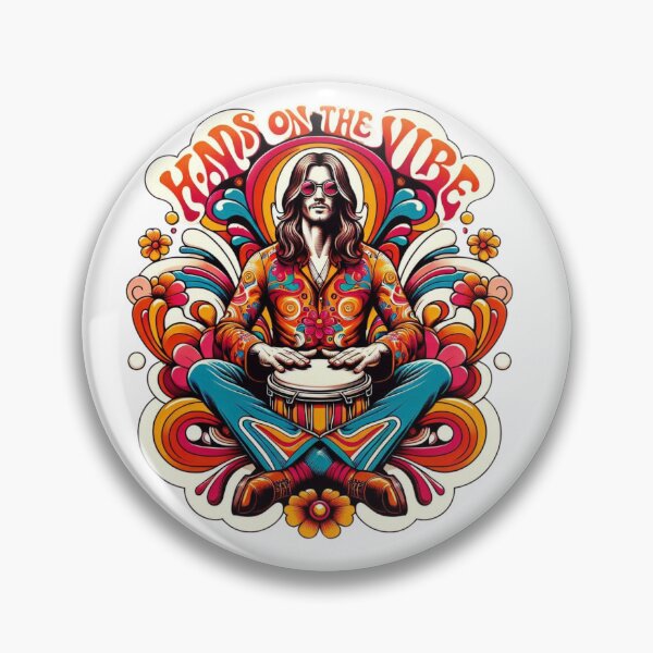 Item preview, Psychedelic Drummer Art – Hands on the Vibe 70s Retro Design designed and sold by JenniferCreaArte .