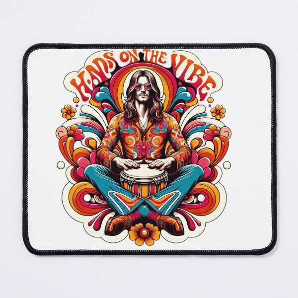 Item preview, Psychedelic Drummer Art – Hands on the Vibe 70s Retro Design designed and sold by JenniferCreaArte .