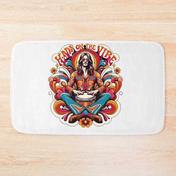 Item preview, Psychedelic Drummer Art – Hands on the Vibe 70s Retro Design designed and sold by JenniferCreaArte .