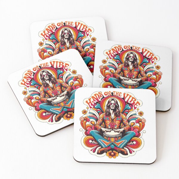 Item preview, Psychedelic Drummer Art – Hands on the Vibe 70s Retro Design designed and sold by JenniferCreaArte .