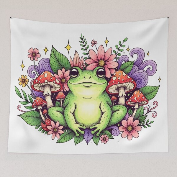 Item preview, Boho Illustration of a Magical Frog with Botanical Patterns and Vibrant Colors designed and sold by  Ojo de Lilith.