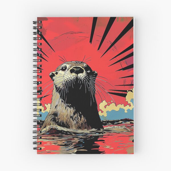 Item preview, Retro Otter – Pop Art Comic Style Sea Otter with Red Sunburst Background designed and sold by Digital WereWolf .