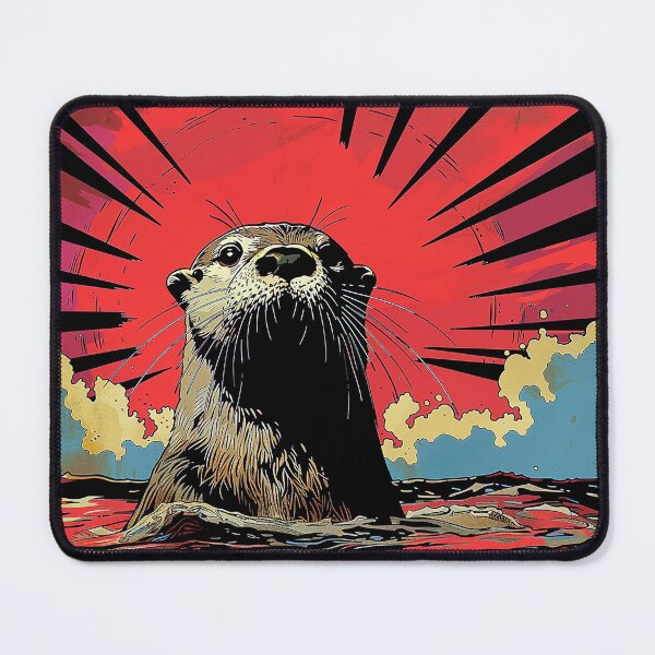 Item preview, Retro Otter – Pop Art Comic Style Sea Otter with Red Sunburst Background designed and sold by Digital WereWolf .