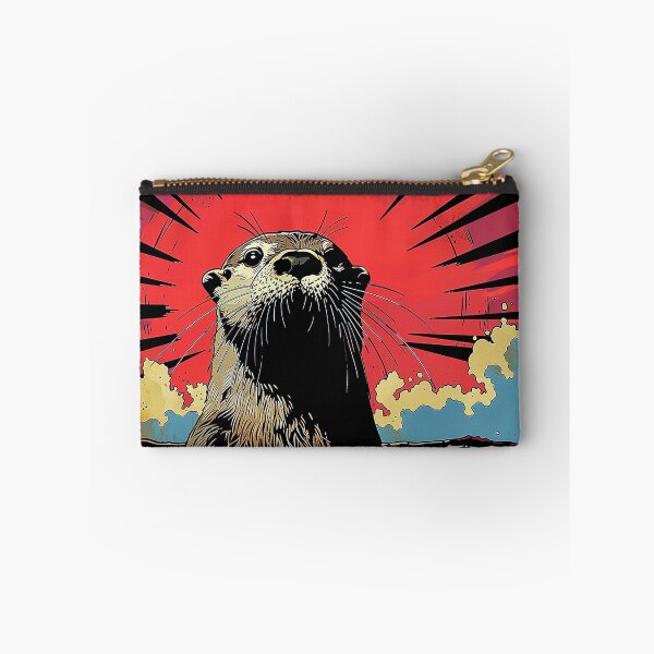 Item preview, Retro Otter – Pop Art Comic Style Sea Otter with Red Sunburst Background designed and sold by Digital WereWolf .