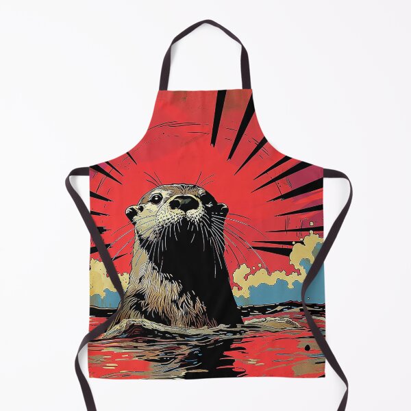 Item preview, Retro Otter – Pop Art Comic Style Sea Otter with Red Sunburst Background designed and sold by Digital WereWolf .