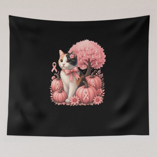 Item preview, Cat Pink Flower Breast Cancer Awareness designed and sold by diyoor.
