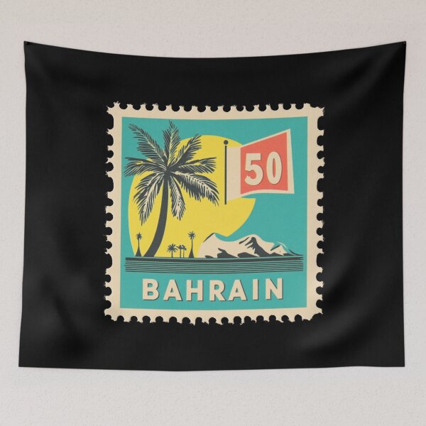 Item preview, Bahrain Vintage Palm Tree Stamp Design designed and sold by tiigerdad.