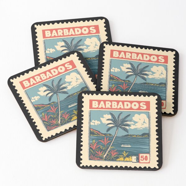 Item preview, Barbados Coastal Sunset Vintage Stamp designed and sold by tiigerdad.