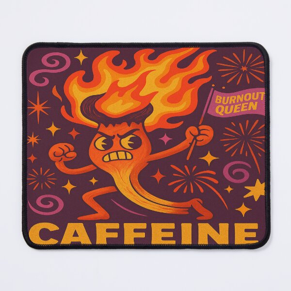 Item preview, Fueled by Caffeine and Rage – Burnout Queen with Fire Hair designed and sold by Neovibe Print.
