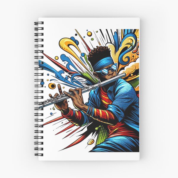 Item preview, Colorful Jazz Flute Player – Dynamic Pop Art Music Illustration designed and sold by JenniferCreaArte .