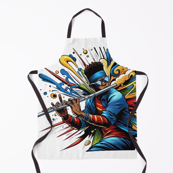 Item preview, Colorful Jazz Flute Player – Dynamic Pop Art Music Illustration designed and sold by JenniferCreaArte .