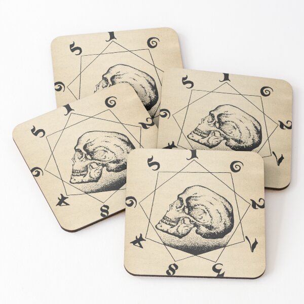 Item preview, Skull in 9-Sided Star (Black Print on Parchment) designed and sold by Tony Bondioli - Art & Design.