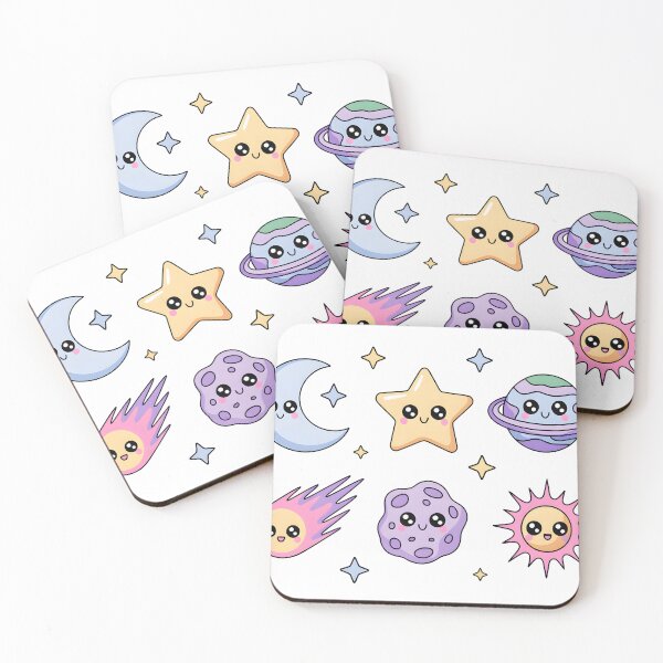 Item preview, Kawaii Space Celestial Bodies with Cute Faces designed and sold by InkInduldge.