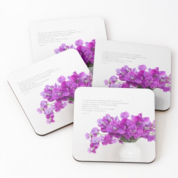 Item preview, Grace in Bloom: Purple Sweet Peas & 1 Peter 1:8-9 designed and sold by DigiByDeb.