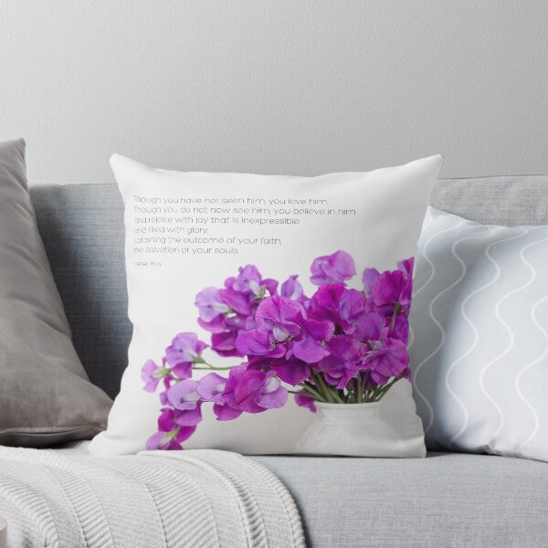Item preview, Grace in Bloom: Purple Sweet Peas & 1 Peter 1:8-9 designed and sold by DigiByDeb.