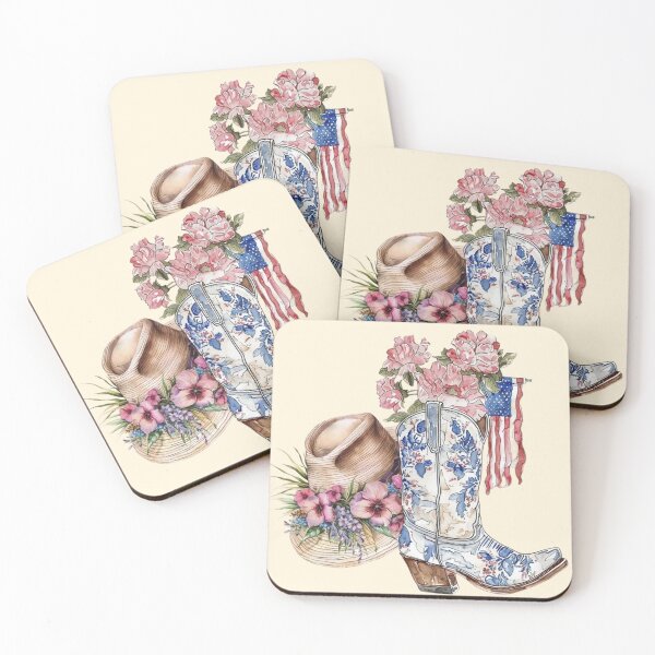 Item preview, Floral Western Boot, Hat & American Flag  designed and sold by binspired2shop.