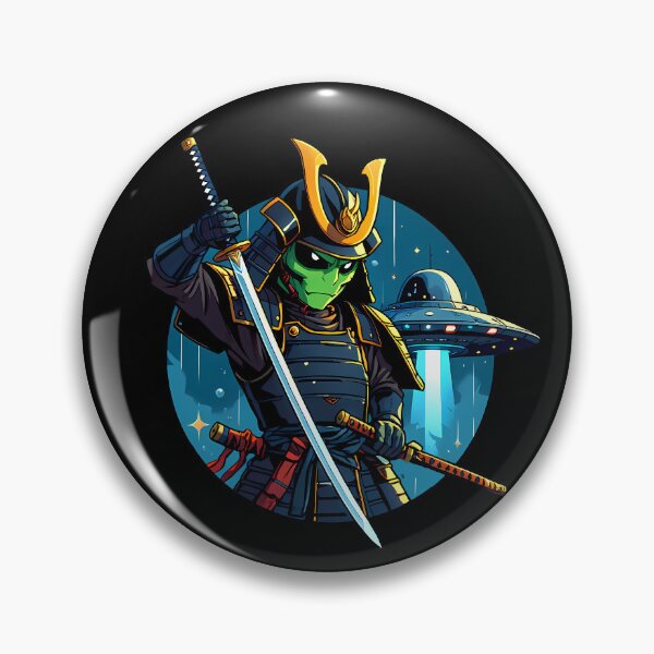 Artikelvorschau, Alien Samurai UFO Japanisch Vintage entworfen und verkauft von Funny Vintage Stickers And T-Shirts.