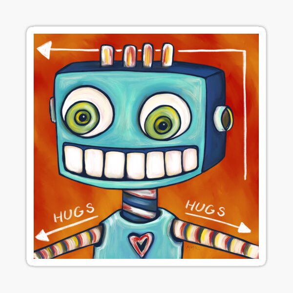 Robot Hugs This Way =====> Sticker