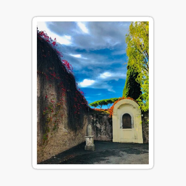 Charming Garden Entrance with Red Vines Photograph Sticker