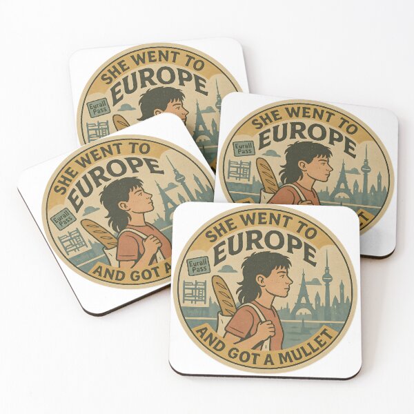 Item preview, She Went to Europe and Got a Mullet – Retro Travel Sticker designed and sold by LoveLabDesign.