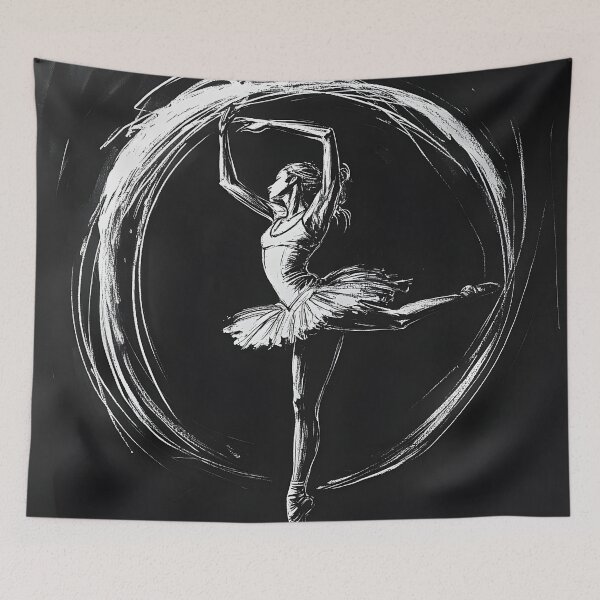 Item preview, black and white ballerina sketch designed and sold by dcrc.