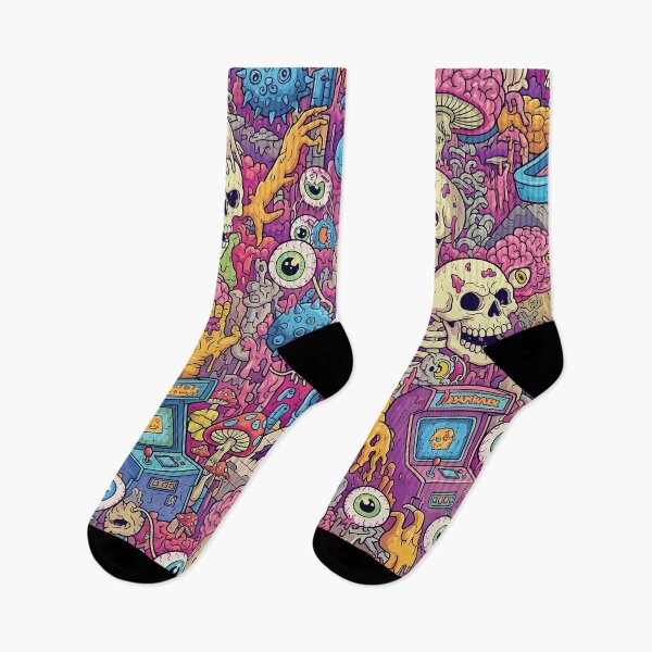 Item preview, Vibrant Melting Skull Arcade Pattern designed and sold by tretyakov.