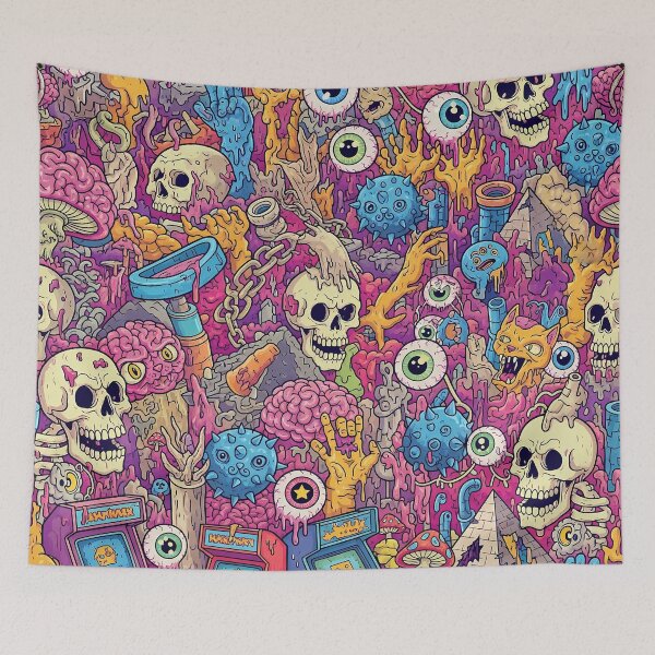 Item preview, Vibrant Melting Skull Arcade Pattern designed and sold by tretyakov.