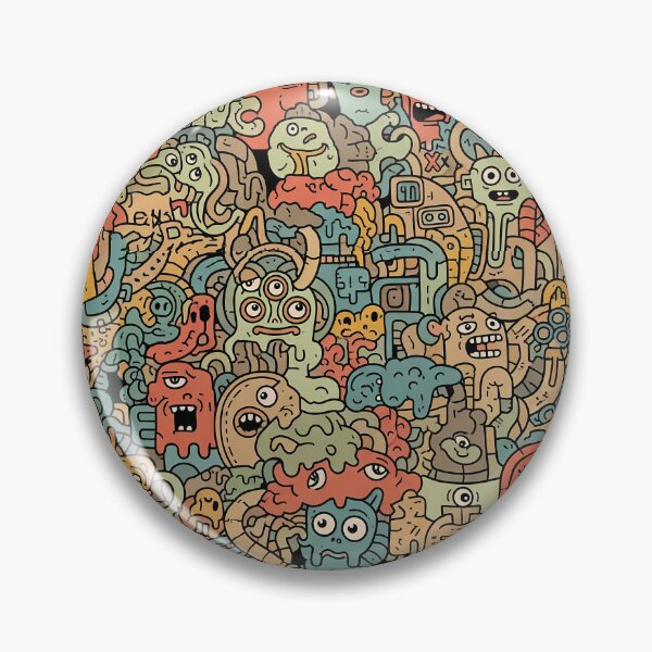 Item preview, Busy Monster Doodle Street Art Pattern designed and sold by tretyakov.