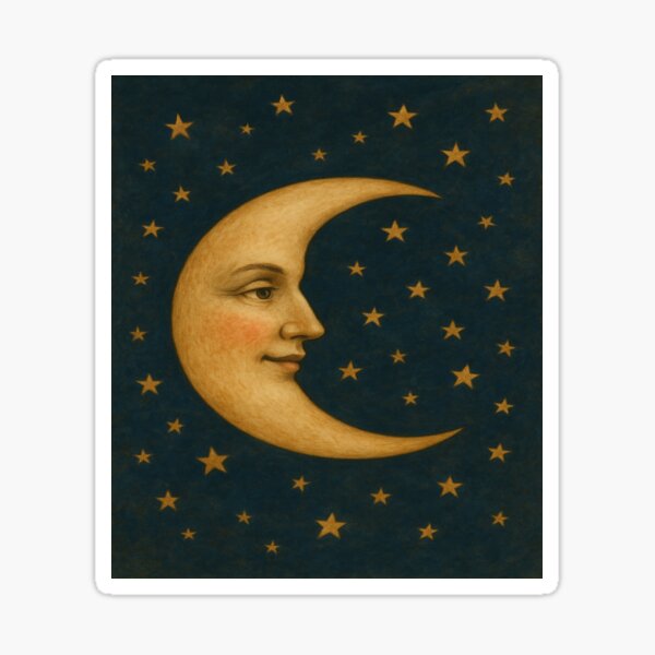 Item preview, Man in the Moon Face, Vintage 90s Celestial designed and sold by WhimsicalWoman.