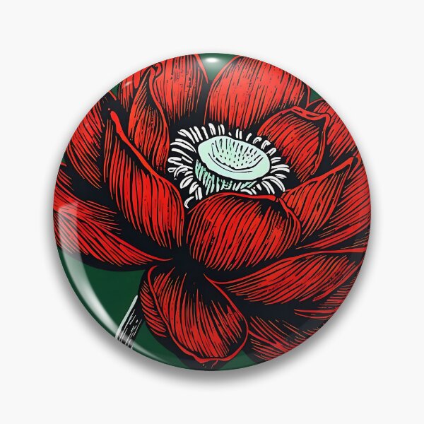 Item preview, Red Lotus Flower – Engraved Botanical Spiritual Art Illustration designed and sold by UniqueDesign751.