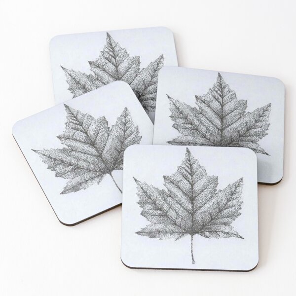 Item preview, handmade drawing of monoclor stipple mapple leaf designed and sold by NivyasArtistry.