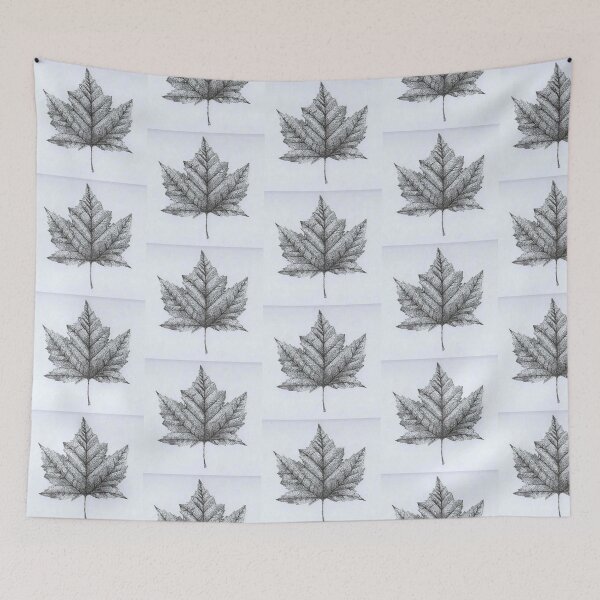 Item preview, handmade drawing of monoclor stipple mapple leaf designed and sold by NivyasArtistry.